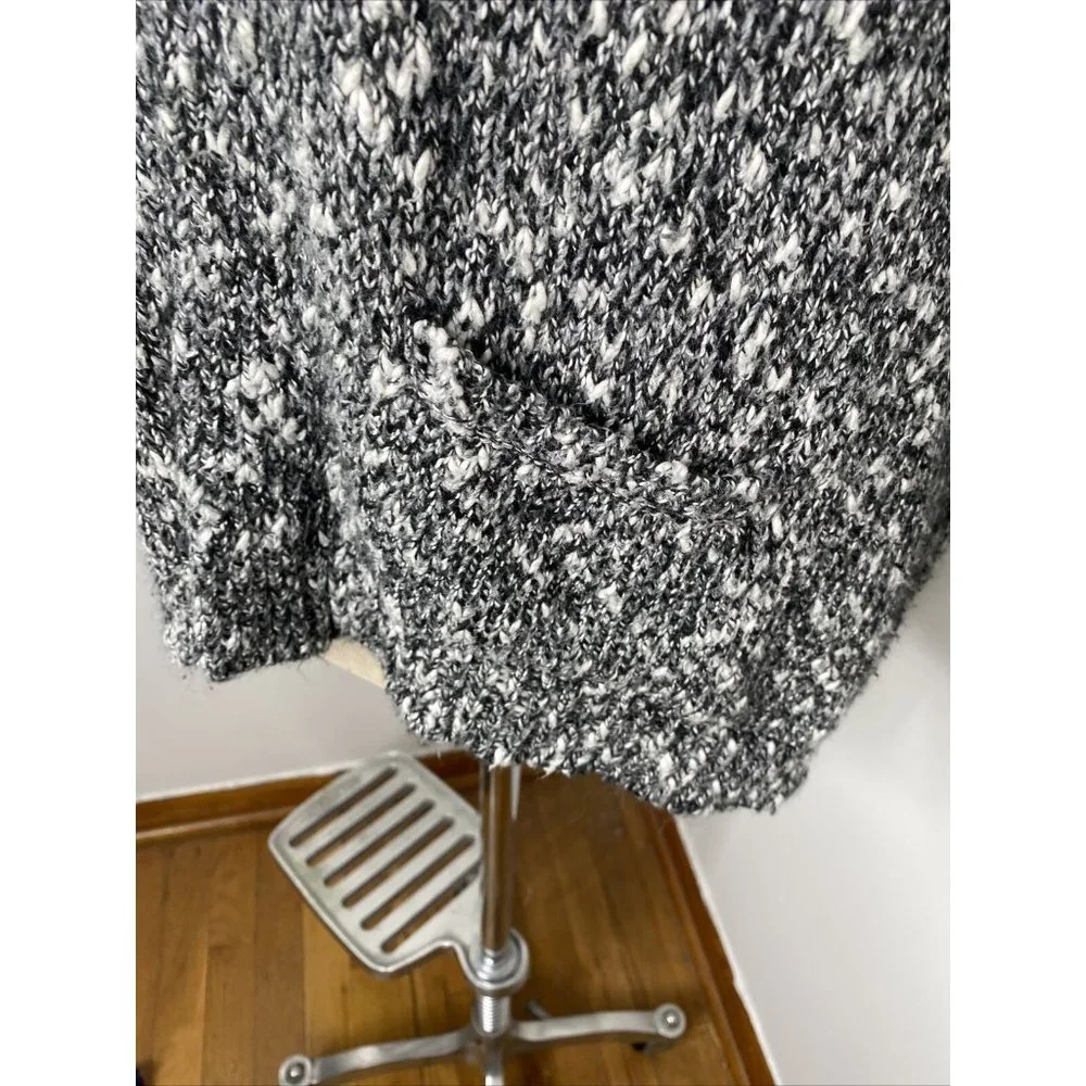 J Jill Cardigan Sweater Sz S Black White Chunky Pure Jill Pockets COtton